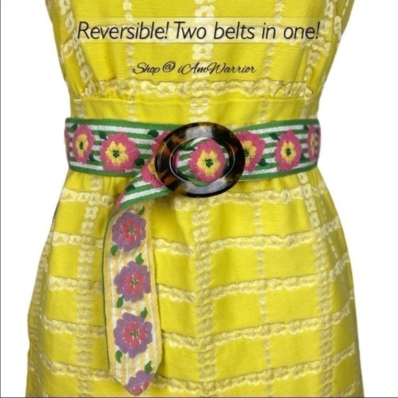 Reversible embroidered floral adjustable belt *shop@iamwarrior main image 5